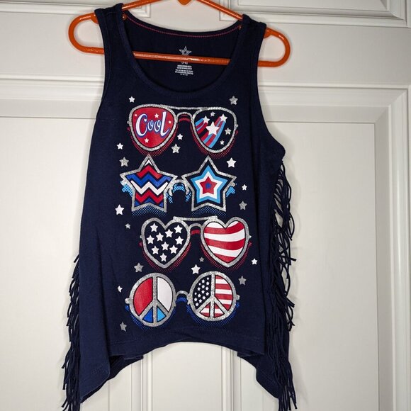 Girls Size Medium Lot Of 4 Short Sleeve Sleeveless Tops Blue Yellow Orange - Picture 6 of 9